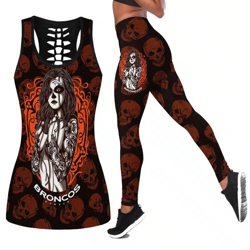 Denver Broncos Women's Hollow Out Tank Top + Legging YD71