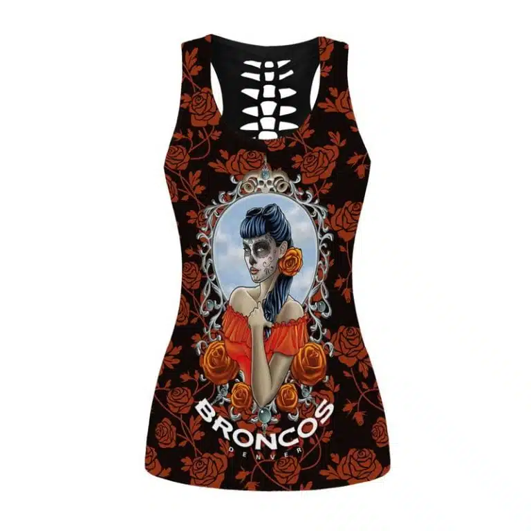 Denver Broncos Women's Hollow Out Tank Top + Legging IT91 - Image 2