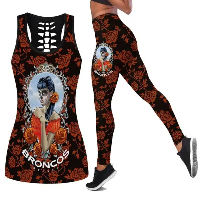 Denver Broncos Women's Hollow Out Tank Top + Legging IT91