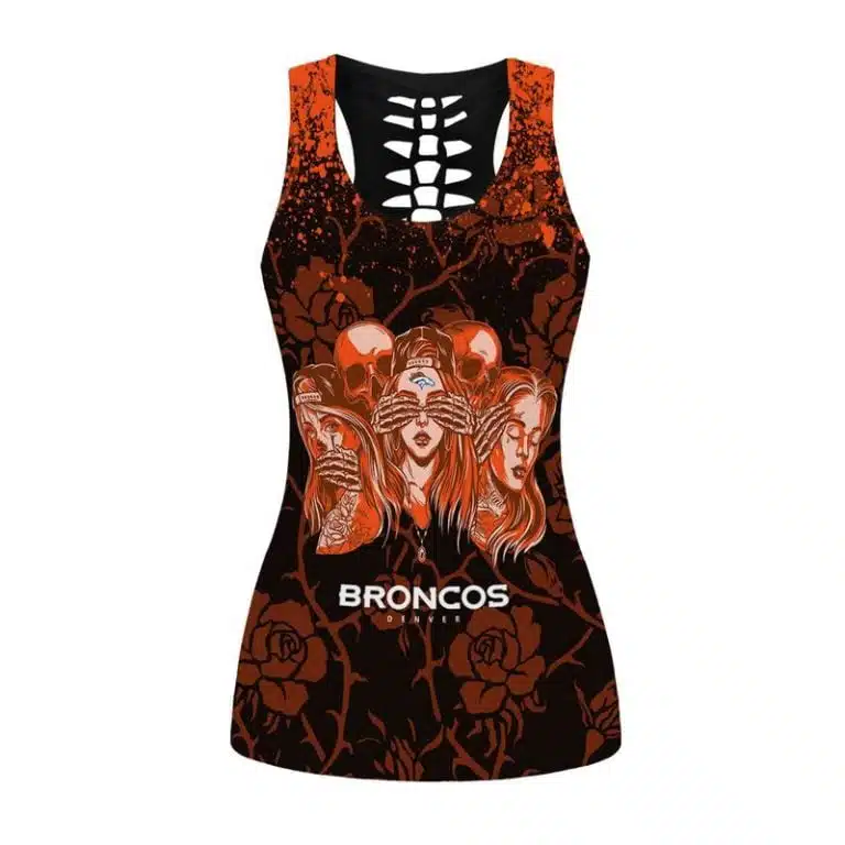 Denver Broncos Women's Hollow Out Tank Top + Legging IR71 - Image 2