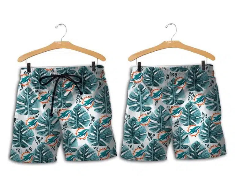 Combo Miami Dolphins Button-Up Shirt & Men Shorts YL97 - Image 2
