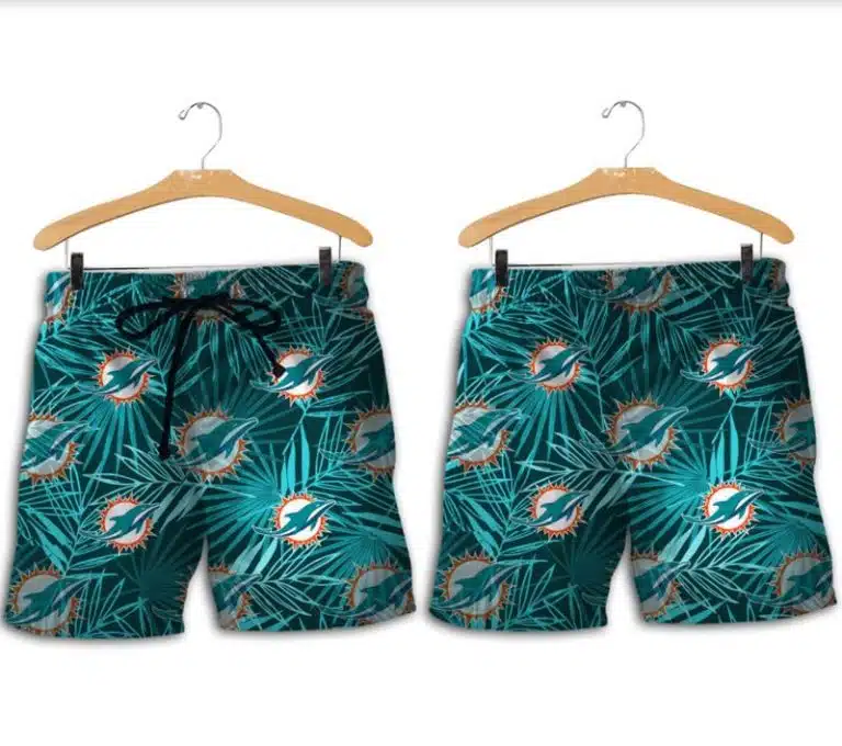 Combo Miami Dolphins Button-Up Shirt & Men Shorts JG82 - Image 2