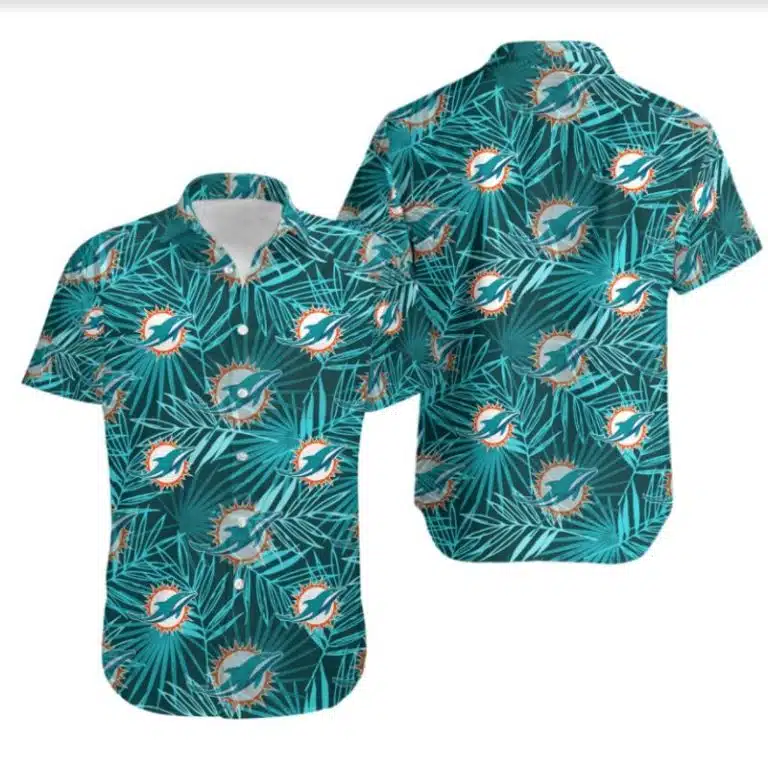 Combo Miami Dolphins Button-Up Shirt & Men Shorts JG82