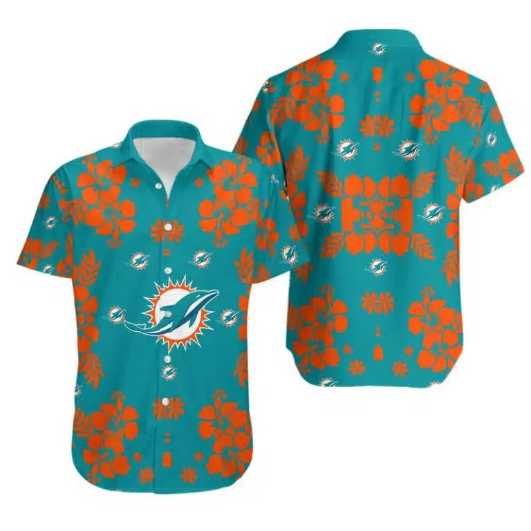 Combo Miami Dolphins Button-Up Shirt & Men Shorts TP13