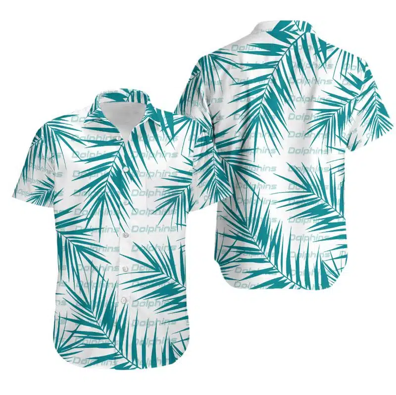 Combo Miami Dolphins Button-Up Shirt & Men Shorts EH15