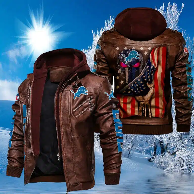 Detroit Lions Leather Jacket KY74 - Image 2