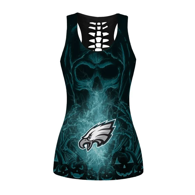 Philadelphia Eagles Women's Criss Cross Tank Top & Legging IE79 - Image 2