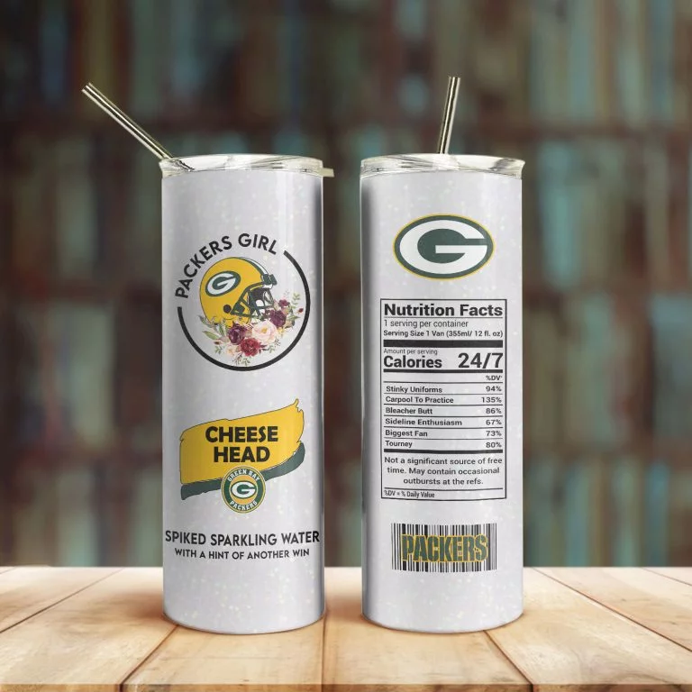 ΝFL12-Green Bay Packers Girl Glitter Tumbler Cup 20oz & 30oz