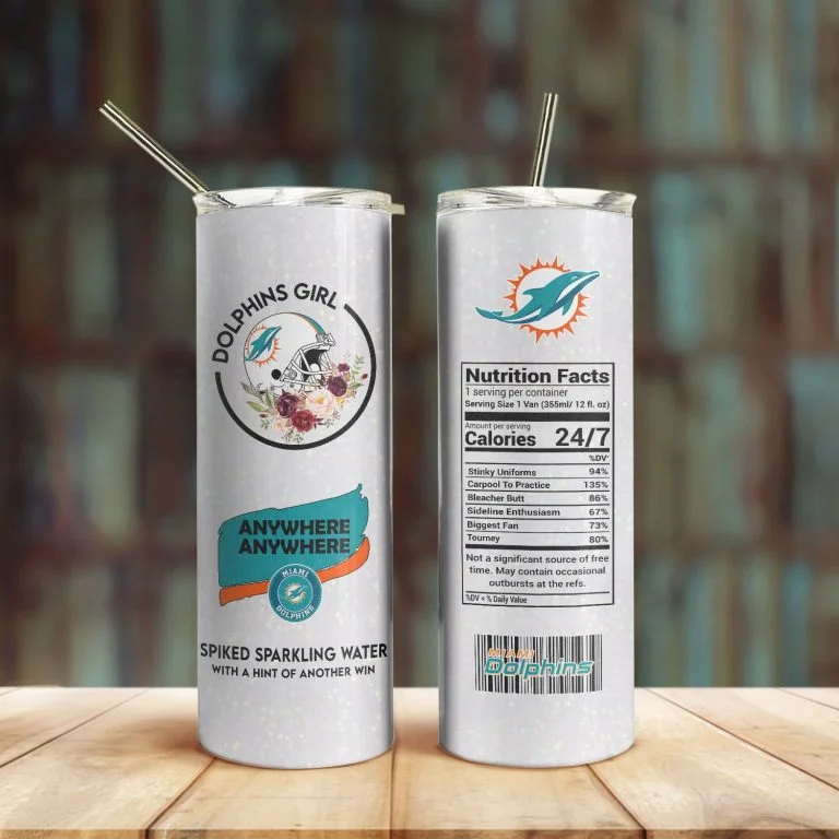ΝFL17-Miami Dolphins Girl Glitter Tumbler Cup 20oz & 30oz