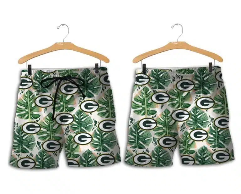 Combo Green Bay Packers Button-Up Shirt & Men Shorts IE54 - Image 2