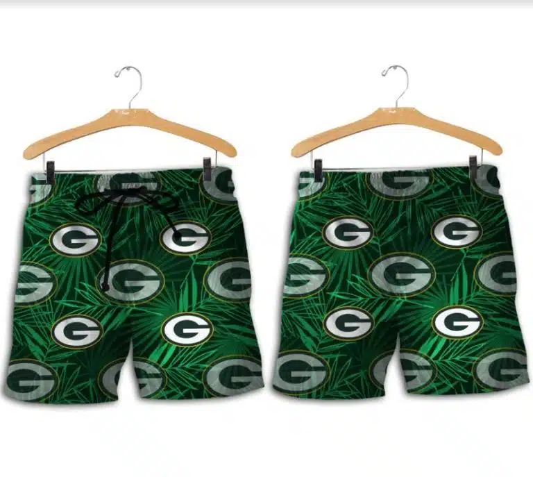 Combo Green Bay Packers Button-Up Shirt & Men Shorts UE46 - Image 2