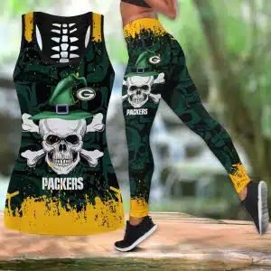 Green Bay Packers Women's Hollow Out Tank Top + Legging EY54