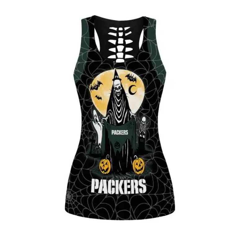 Green Bay Packers Women's Hollow Out Tank Top + Legging KE17 - Image 2