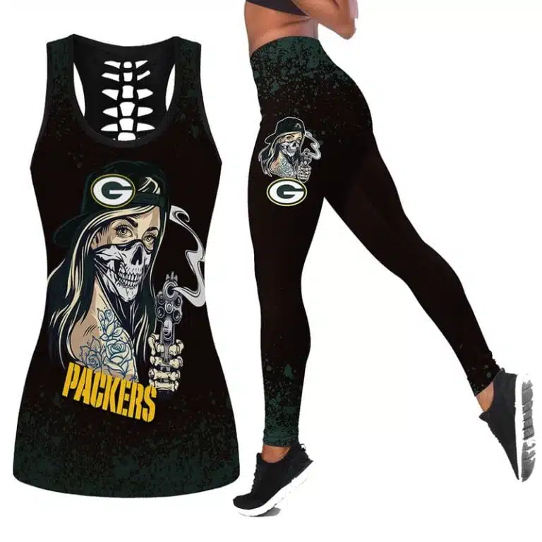 Green Bay Packers Women's Hollow Out Tank Top + Legging KF71