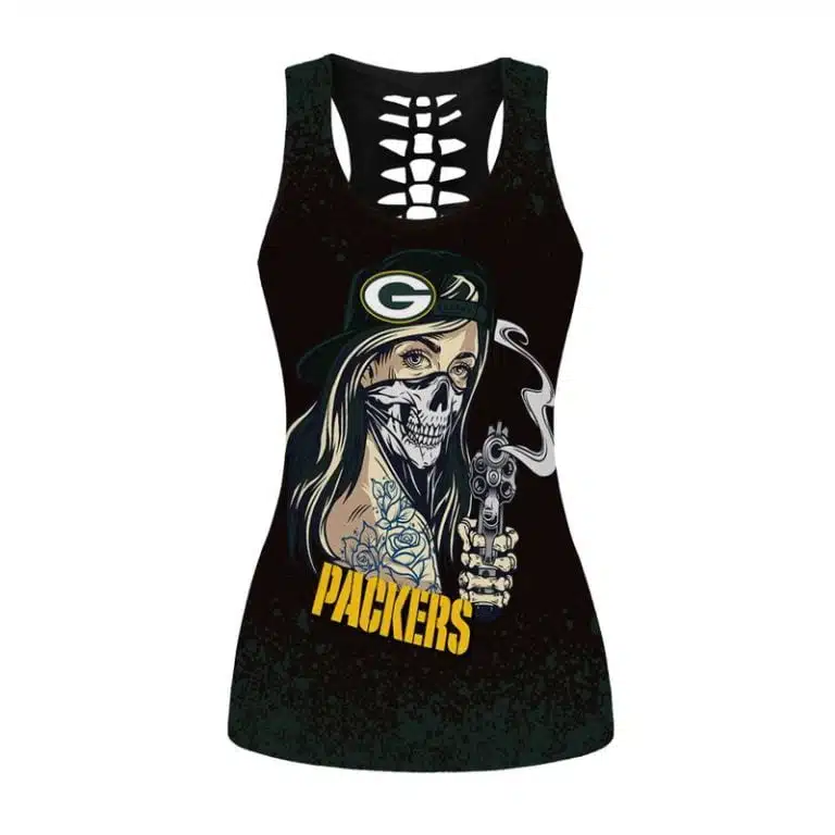 Green Bay Packers Women's Hollow Out Tank Top + Legging KF71 - Image 2