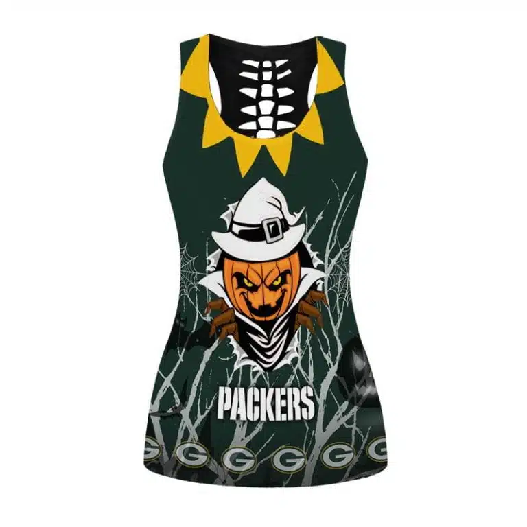 Green Bay Packers Women's Hollow Out Tank Top + Legging QT74 - Image 2