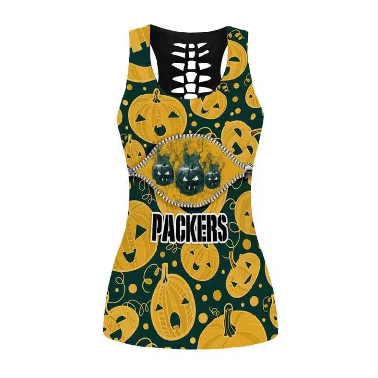 Green Bay Packers Women's Hollow Out Tank Top + Legging KY73 - Image 2