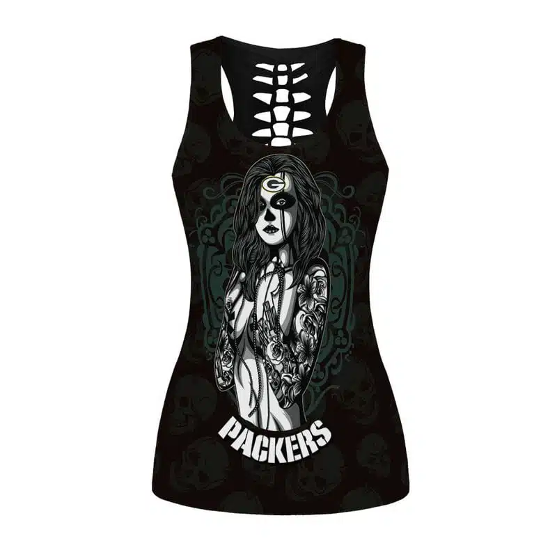 Green Bay Packers Women's Hollow Out Tank Top + Legging WU74 - Image 3