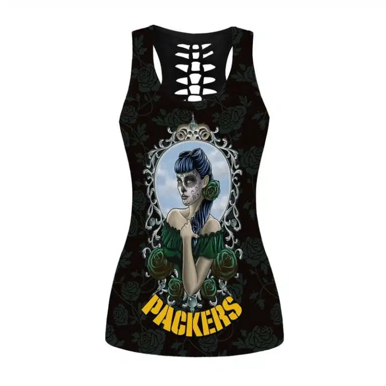 Green Bay Packers Women's Hollow Out Tank Top + Legging UF73 - Image 2