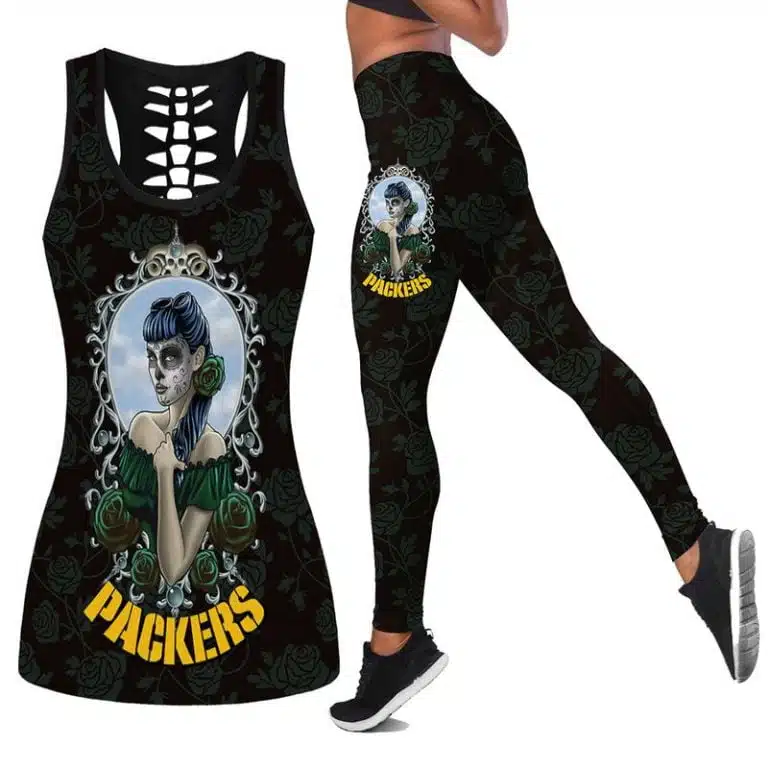 Green Bay Packers Women's Hollow Out Tank Top + Legging UF73