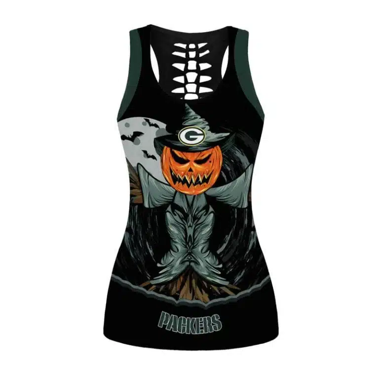 Green Bay Packers Women's Hollow Out Tank Top + Legging TF76 - Image 2