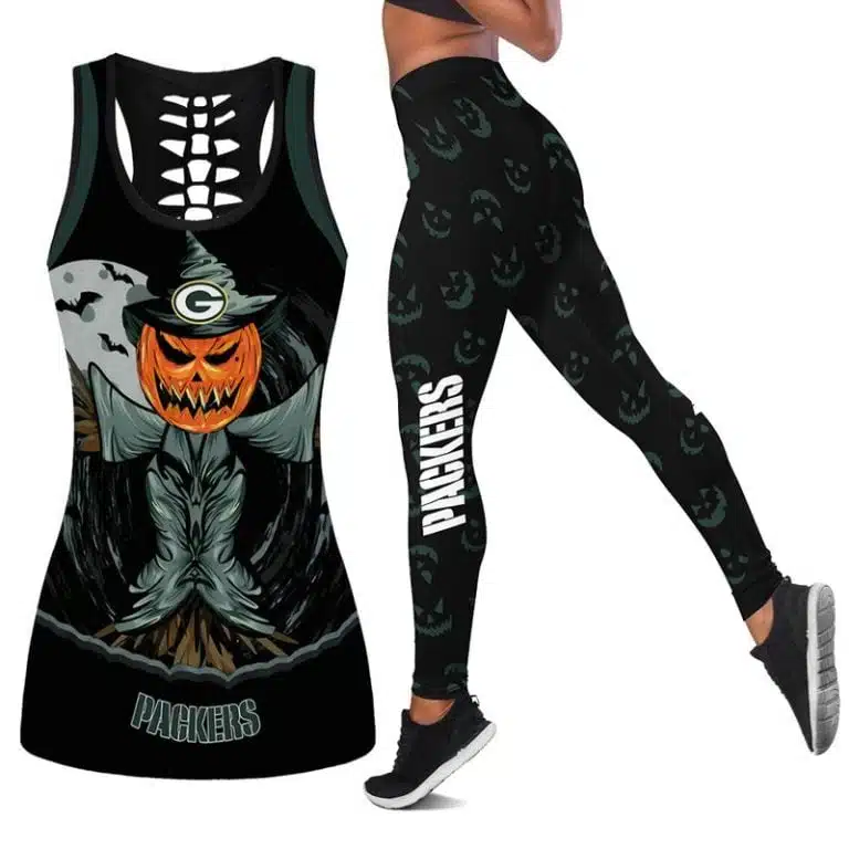 Green Bay Packers Women's Hollow Out Tank Top + Legging TF76