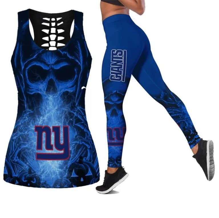 New York Giants Women's Hollow Out Tank Top + Legging KY87