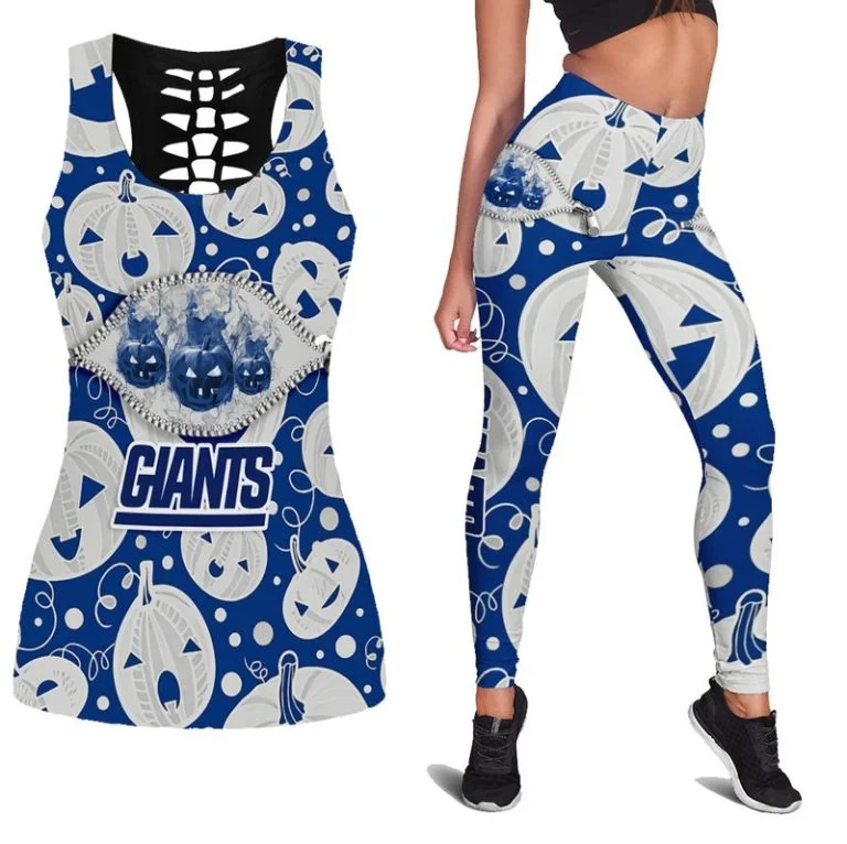 New York Giants Women's Hollow Out Tank Top + Legging LD43