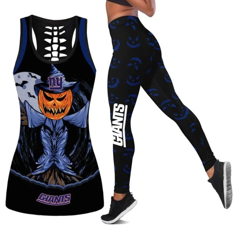 New York Giants Women's Hollow Out Tank Top + Legging KY57