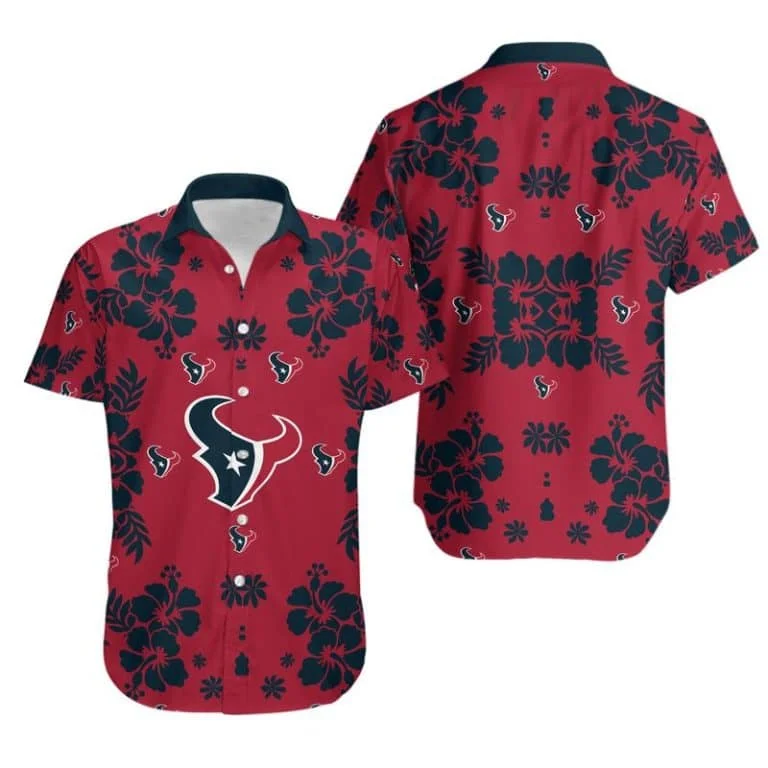 Combo Houston Texans Button-Up Shirt & Men Shorts EH16