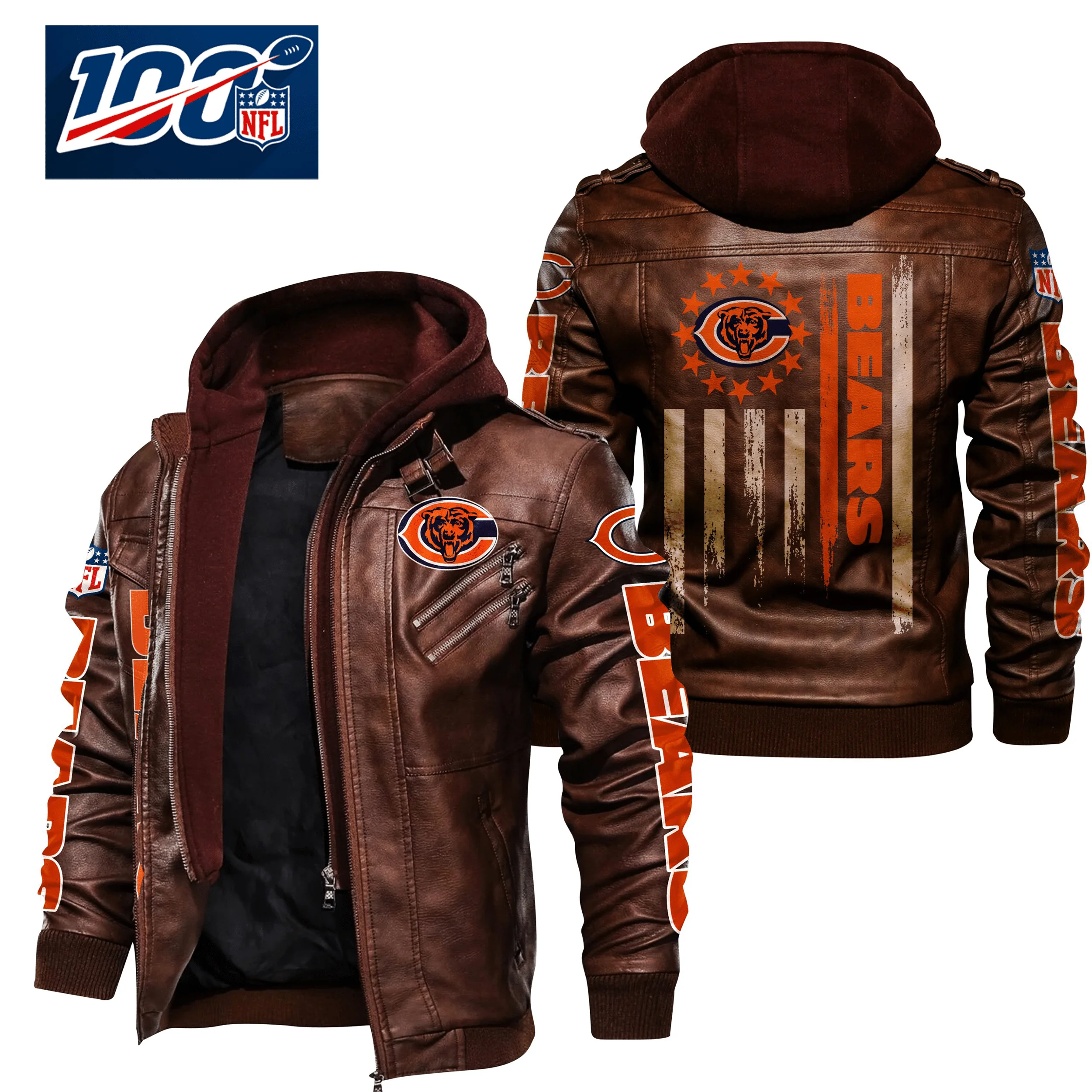 Chicago Bears Leather Jacket YF21 - Image 2