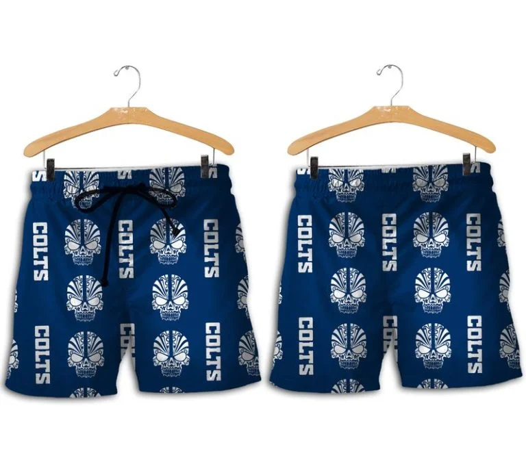 Combo Indianapolis Colts Button-Up Shirt & Men Shorts CK39 - Image 2