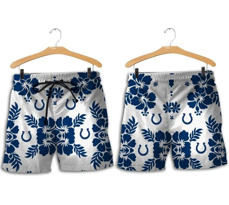 Combo Indianapolis Colts Button-Up Shirt & Men Shorts WO13 - Image 2