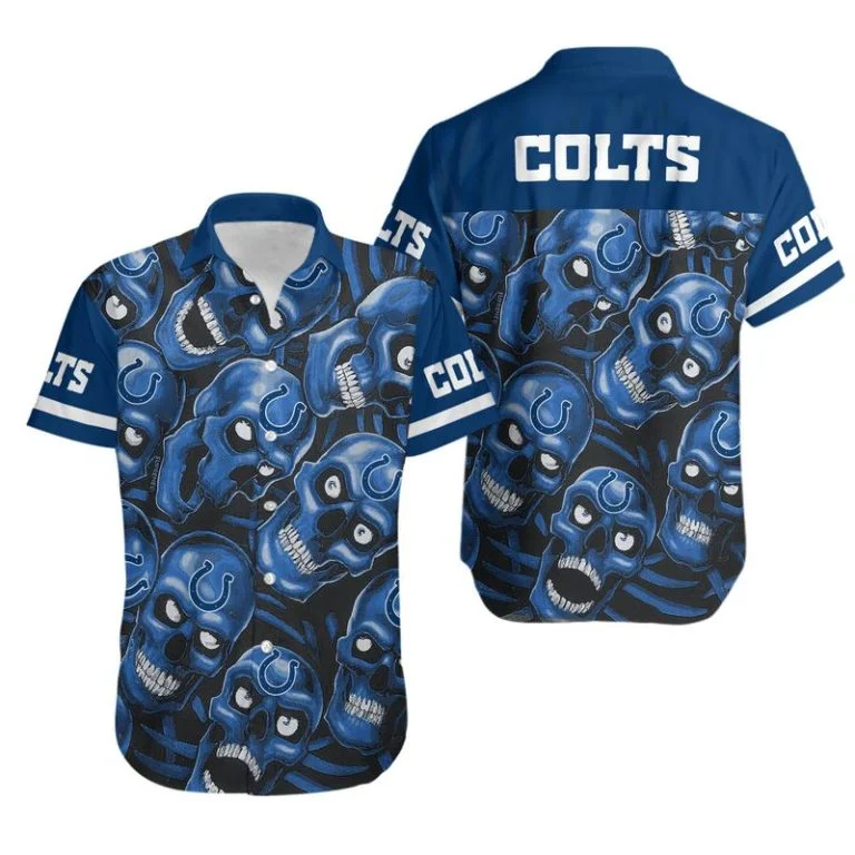Combo Indianapolis Colts Button-Up Shirt & Men Shorts KH17
