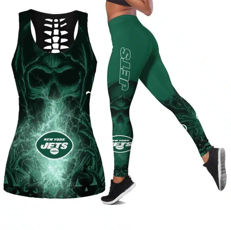 New York Jets Women's Hollow Out Tank Top & Legging PR71