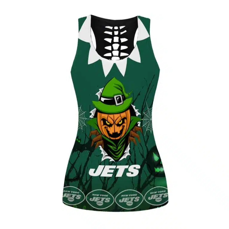 New York Jets Women's Hollow Out Tank Top & Legging JG13 - Image 2