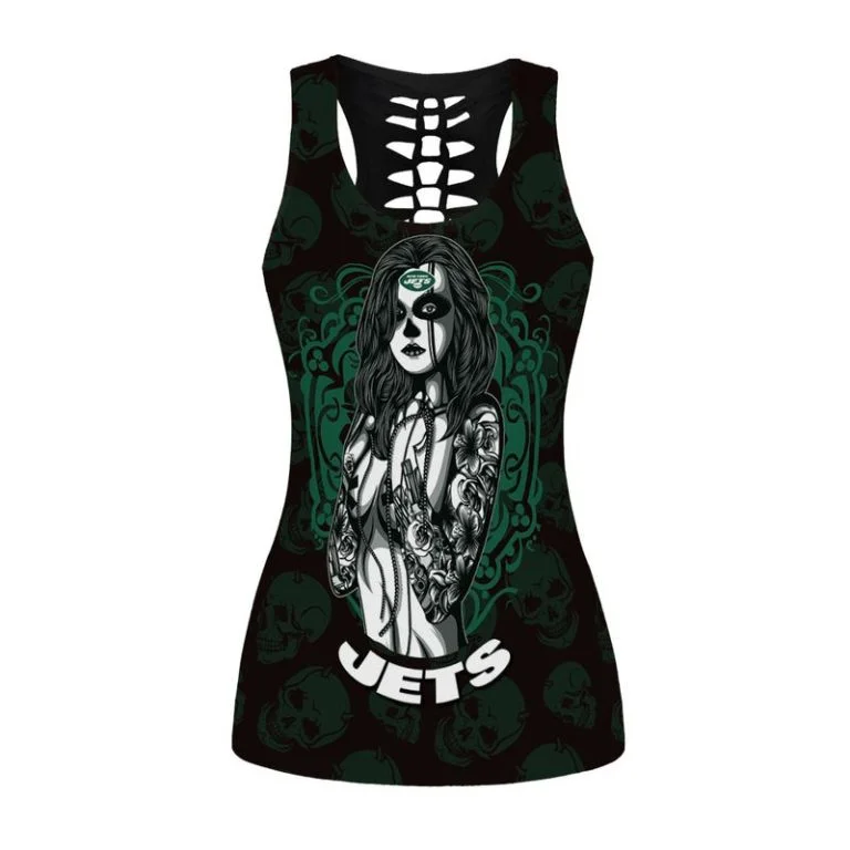 New York Jets Women's Hollow Out Tank Top & Legging KD36 - Image 2