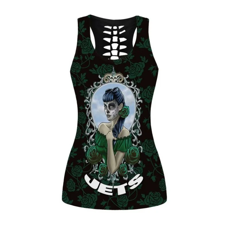 New York Jets Women's Hollow Out Tank Top & Legging KH33 - Image 2