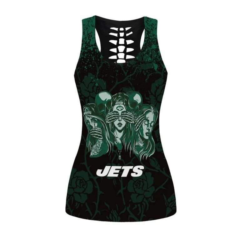 New York Jets Women's Hollow Out Tank Top & Legging JT36 - Image 2