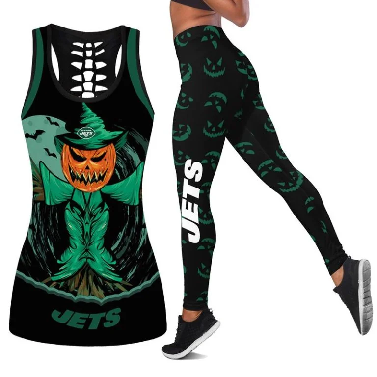 New York Jets Women's Hollow Out Tank Top & Legging KH23