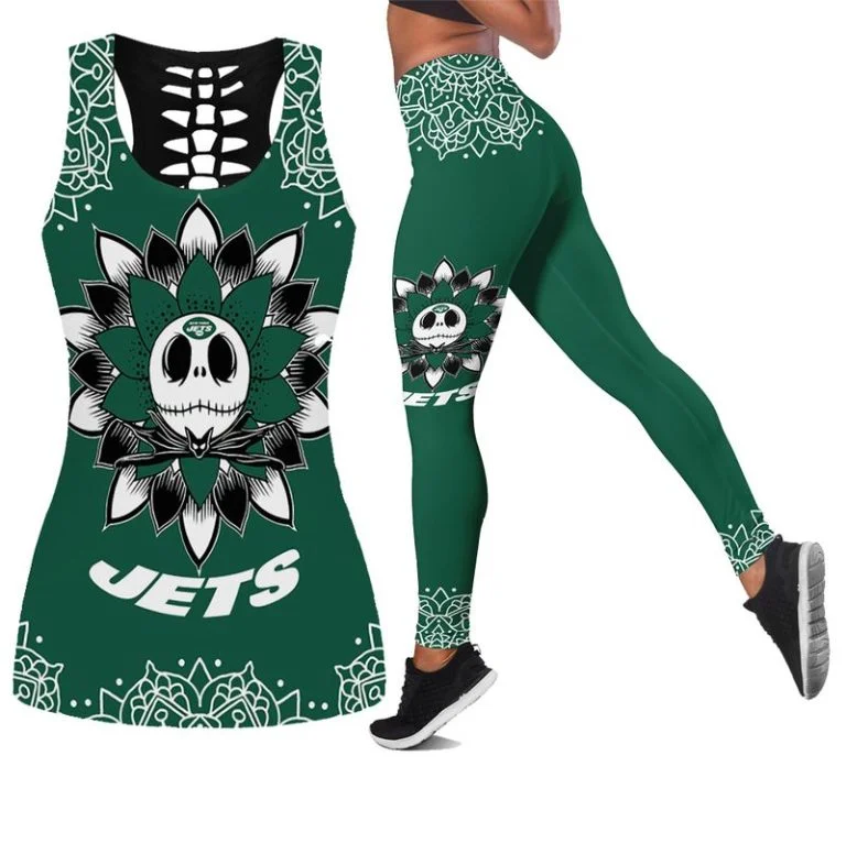 New York Jets Women's Hollow Out Tank Top & Legging LR79