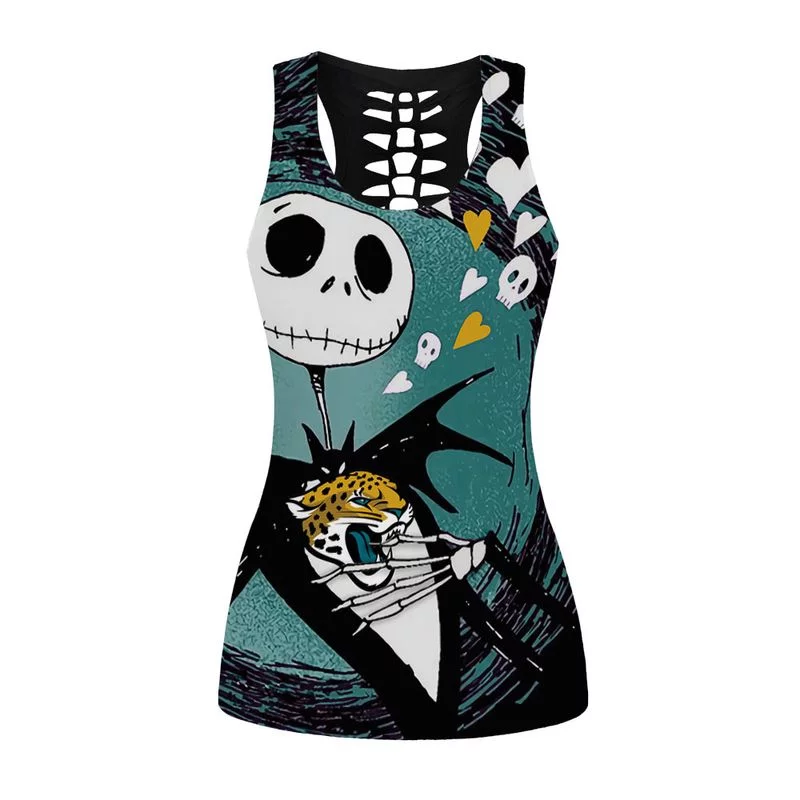 Jacksonville Jaguars Women's Criss Cross Tank Top & Legging KF67 - Image 2