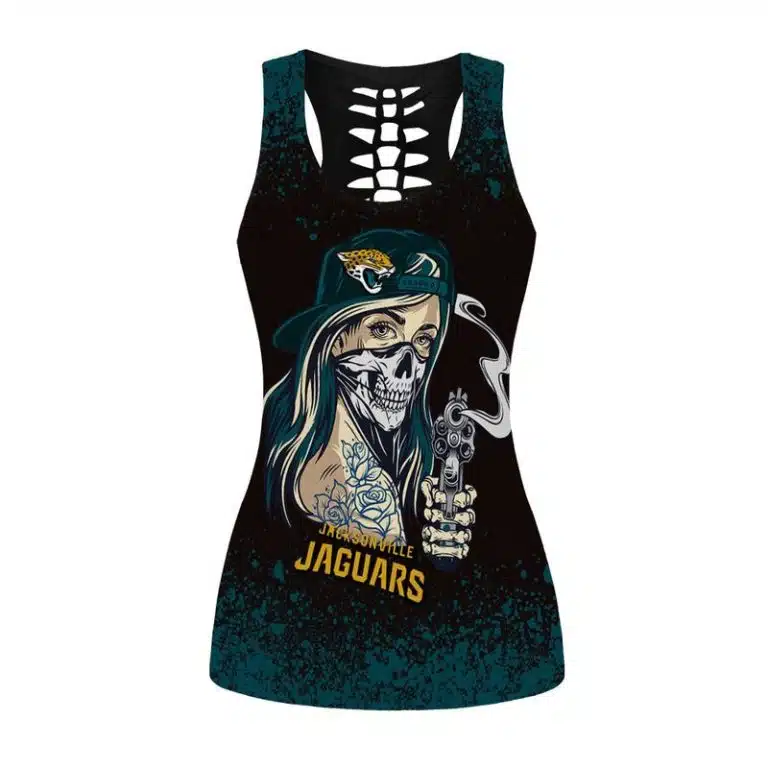 Jacksonville Jaguars Women's Criss Cross Tank Top & Legging DM64 - Image 2