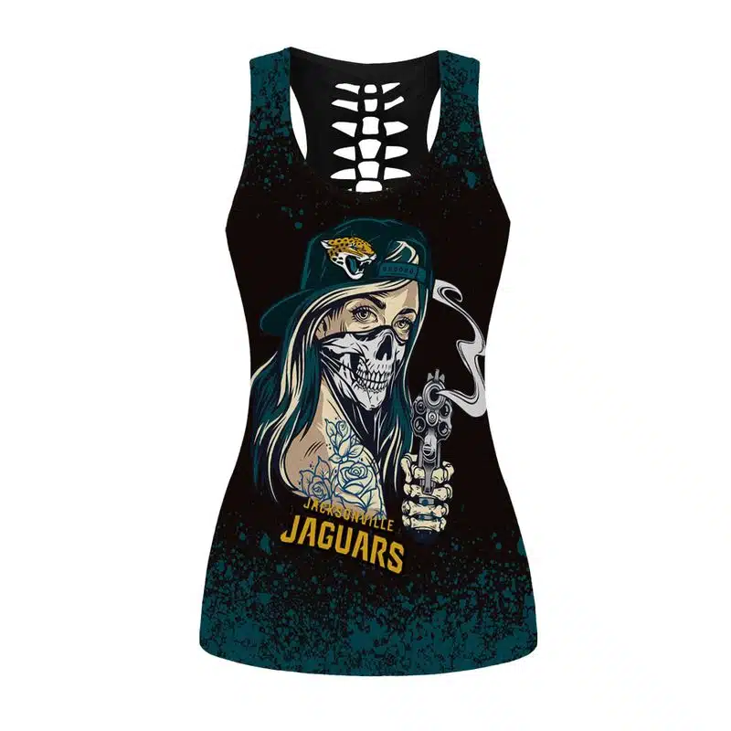 Jacksonville Jaguars Women's Criss Cross Tank Top & Legging DM64 - Image 2