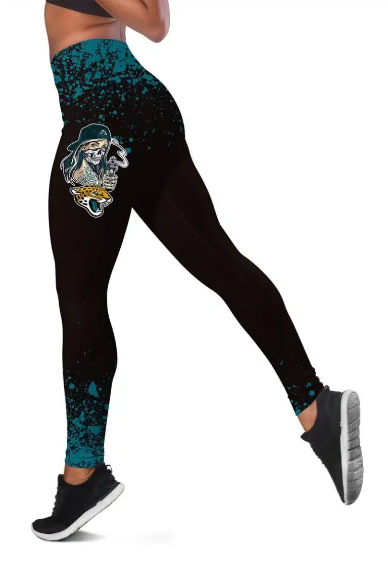 Jacksonville Jaguars Women's Criss Cross Tank Top & Legging DM64 - Image 3