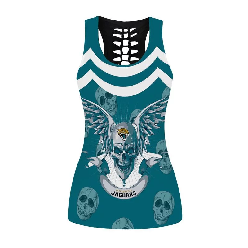 Jacksonville Jaguars Women's Criss Cross Tank Top & Legging KF93 - Image 2