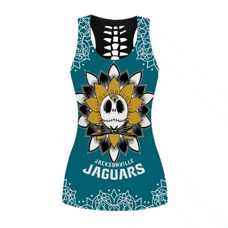 Jacksonville Jaguars Women's Criss Cross Tank Top & Legging OF85 - Image 2