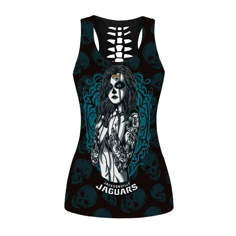 Jacksonville Jaguars Women's Criss Cross Tank Top & Legging EY27 - Image 2