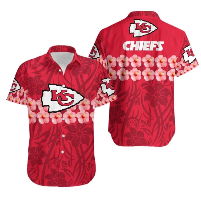 Combo Kansas City Chiefs Button-Up Shirt & Men Shorts KT69