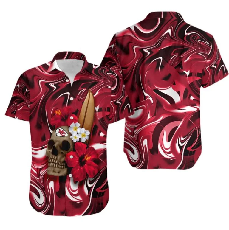Combo Kansas City Chiefs Button-Up Shirt & Men Shorts KY71
